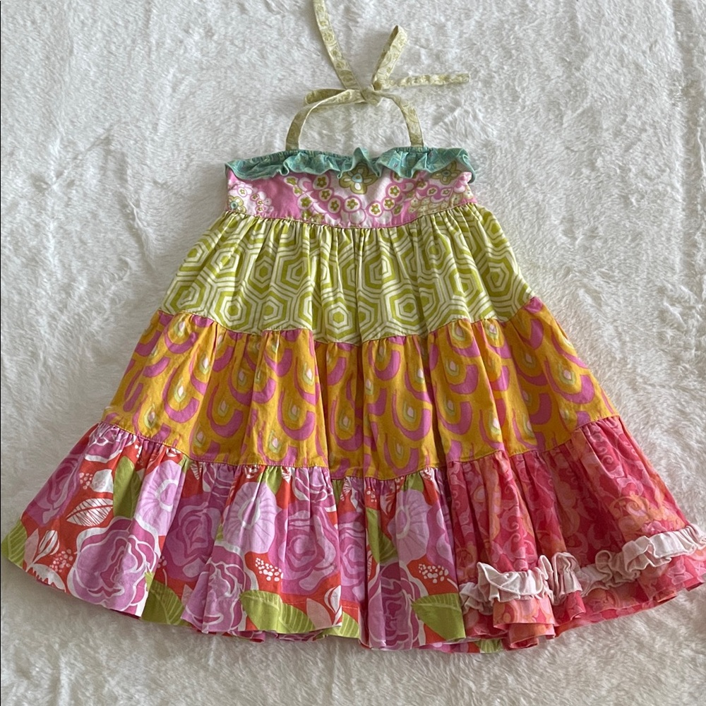 Matilda Jane Platinium Colorful Tiered Girls Dress. SZ 2